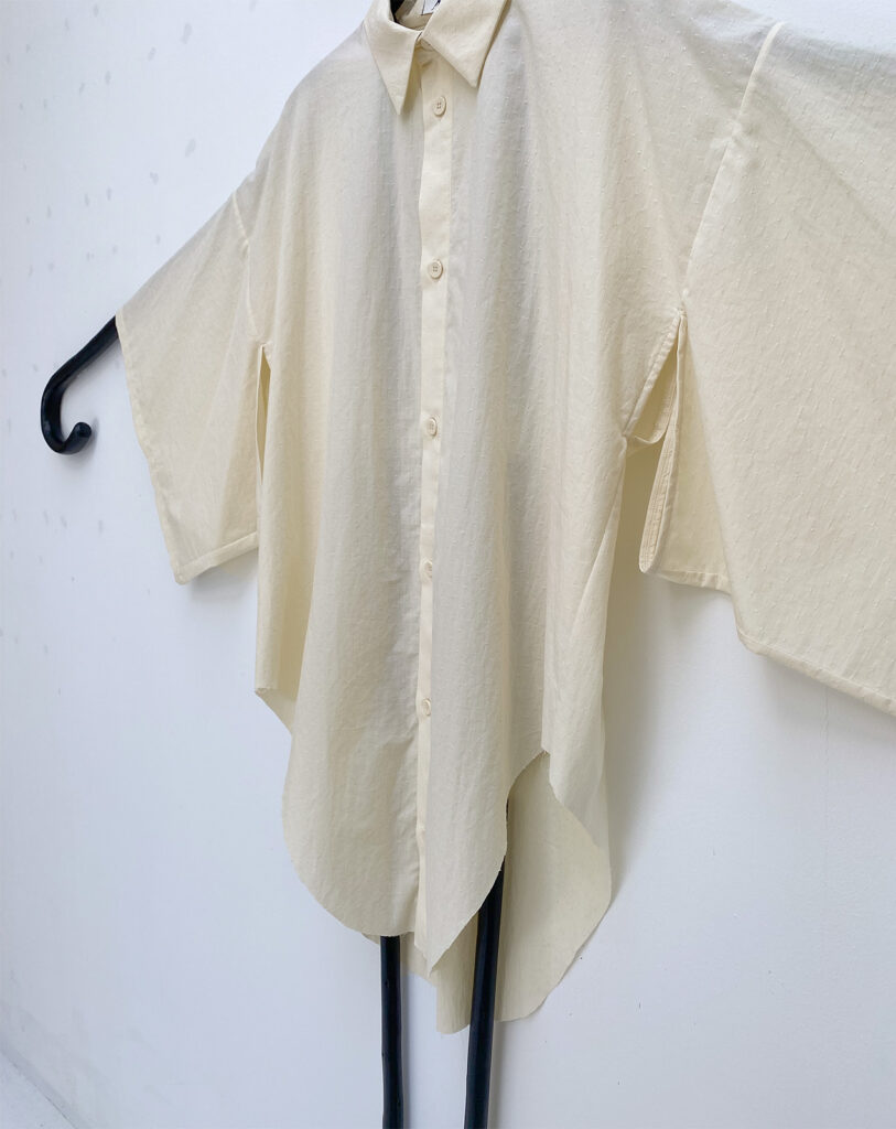 frontside ANTS. oversized kimono shirt in light yellow cotton fabric