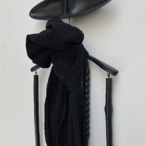 ANTS. oversized unisex black scarf made of boiled woolen fabric