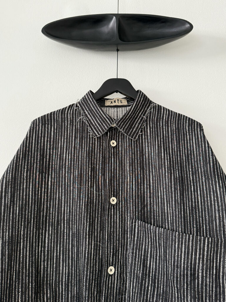 MING MING shirt jacquard stripe close up front